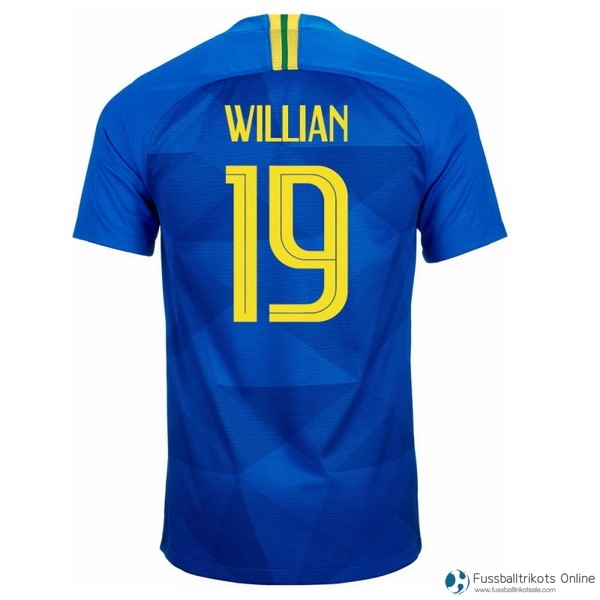 Brasilien Trikot Auswarts Willian 2018 Blau Fussballtrikots Günstig